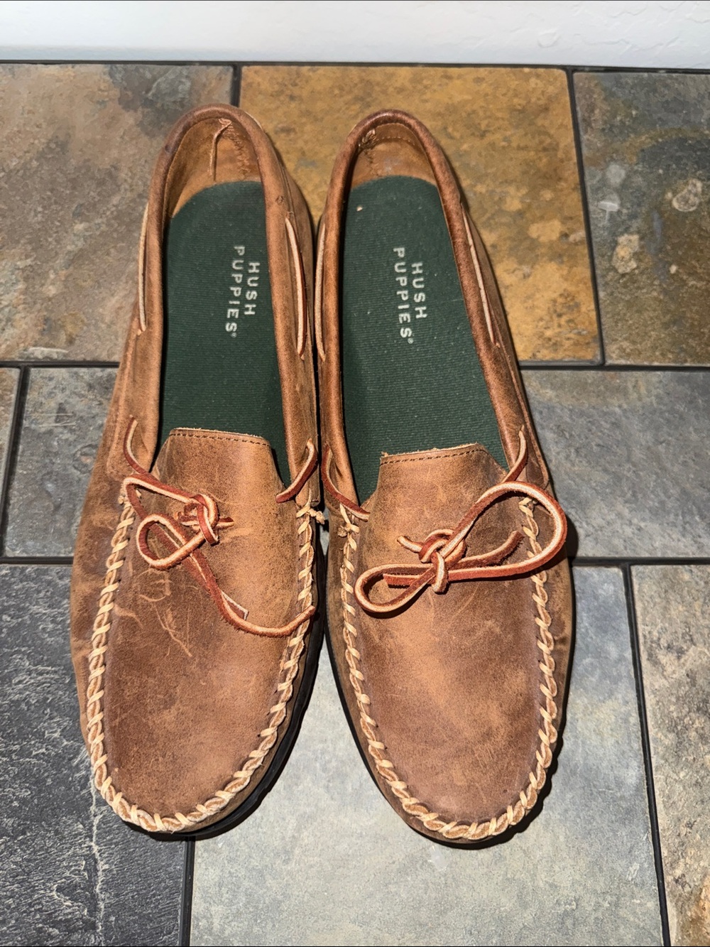 Hush Puppies Men's Tan/Brown Suede Moccasin Slip-On Loafers